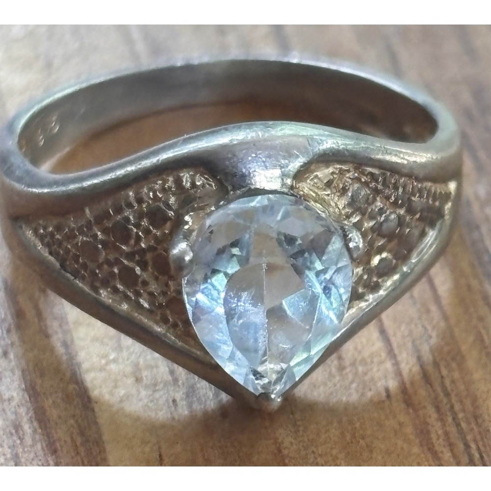 Vintage Sterling Silver Blue Topaz Ring Size 6